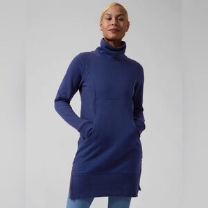 Athleta Cozy Karma Funnel Neck Sweater Dress Enchanted Blue Size Medium 985077